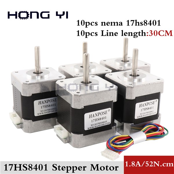 10 PCS / Lot 4-Lead Nema17 Stepper Motor 42 Motor 17HS8401 1.8A CE ROSH ISO CNC Laser Grind Foam Plasma Cut 3D Printer