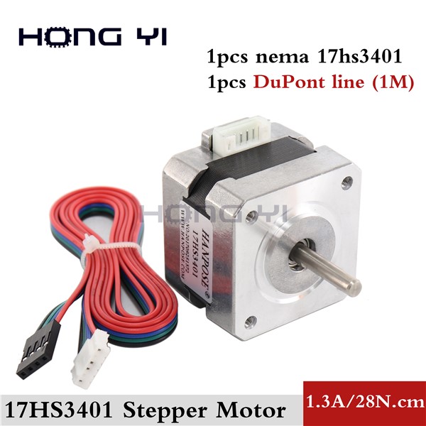 Free Shipping for 3D Printer 1pcs 17HS3401 4-Lead Nema17 Stepper Motor 42 Motor 42BYGH 1.3A CE ROSH ISO CNC with DuPont Line