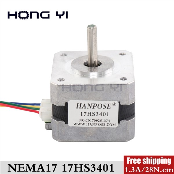 Free Shipping 17HS3401 4-Lead Nema 17 Stepper Motor 42 Motor 42BYGH 1.3A CE ROSH ISO CNC Laser & 3D Printer