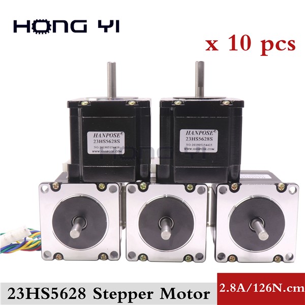 10 Pcs / Lots 23HS5628 4-Lead Nema 23 Stepper Motor 57 Motor NEMA23 2.8A CE ROSH ISO CNC Laser Grind Foam Plasma Cut