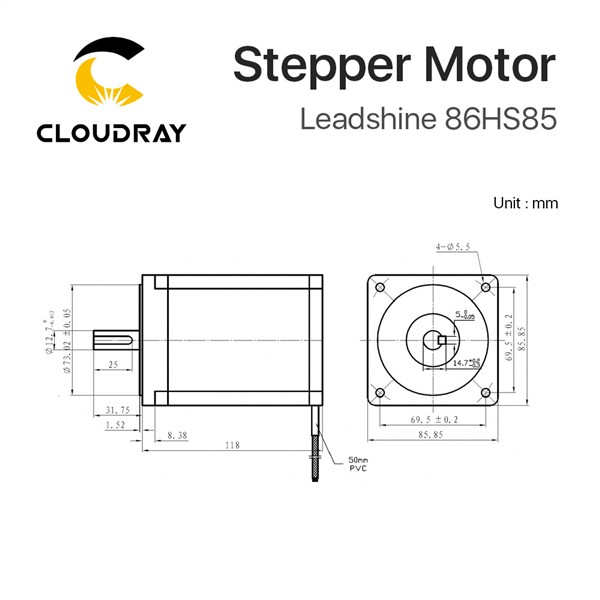 Leadshine 2 Phase Stepper Motor 86HS85 for NEMA34 6.8A Length 118mm Shaft 12.7mm