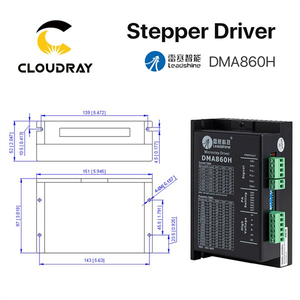 Cloudray Leadshine 2 Phase Stepper Driver DMA860H 18-80VAC 2.4-7.2A