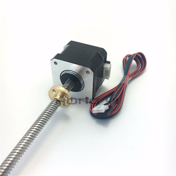 Free Shipping Nema17 Screw Stepper Motor 17HS3401S-T8x8-300MM with Copper Nut Lead 8mm for CE ROSH ISO CNC Laser & 3D Printer