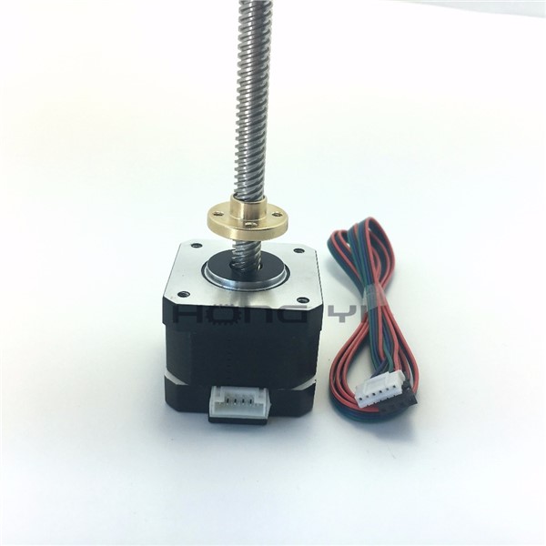 Free Shipping Nema17 Screw Stepper Motor 17HS3401S-T8x8-300MM with Copper Nut Lead 8mm for CE ROSH ISO CNC Laser & 3D Printer