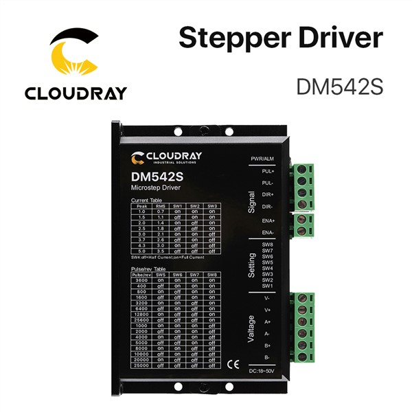 Cloudray 2-Phase Stepper Motor Driver DM542S Supply Voltage 18-50VDC Output 1.0-5.0A Current