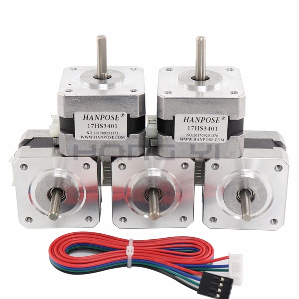 Free Shipping for 3D Printer 5pcs 17HS3401 4-Lead Nema17 Stepper Motor 42 Motor 42BYGH 1.3A CE ROSH ISO CNC with DuPont Line