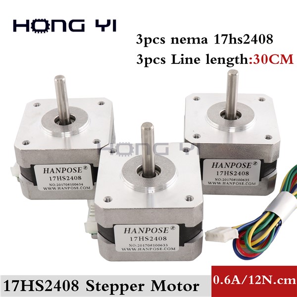 Free Shipping & Quality 3pcs 17HS2408 4-Lead Nema 17 Stepper Motor 42 Motor 42BYGH 0.6A CE ROSH ISO CNC Laser & 3D Printer