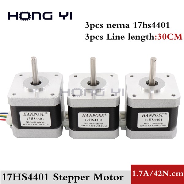 Free Shipping 3PCS 17HS4401 4-Lead Nema17 Stepper Motor 42 Motor 3D Printer 1.7A CE ROSH ISO CNC Laser Grind Foam Plasma Cut