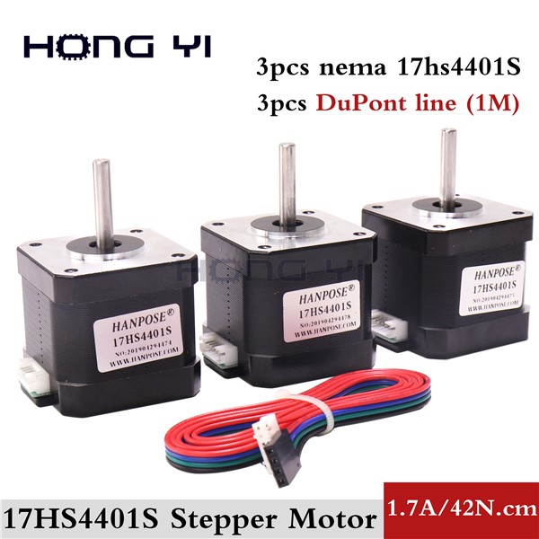 Free Shipping 3pcs Nema17 Stepper Motor 42 Motor Nema 17 1.7A (17HS4401S) Motor for CNC XYZ 3D Printer 4-Lead with DuPont Line