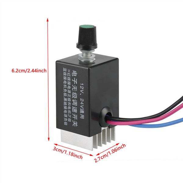 Universal DC Motor Speed Regulator Speed Controller 12V/24V Motor Speed Regulator Switch for Car Truck Fan Heater Control