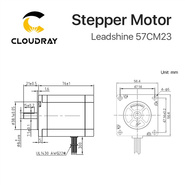 Leadshine 2 Phase Stepper Motor 57CM23 for NEMA23 5A Length 76mm Shaft 8mm