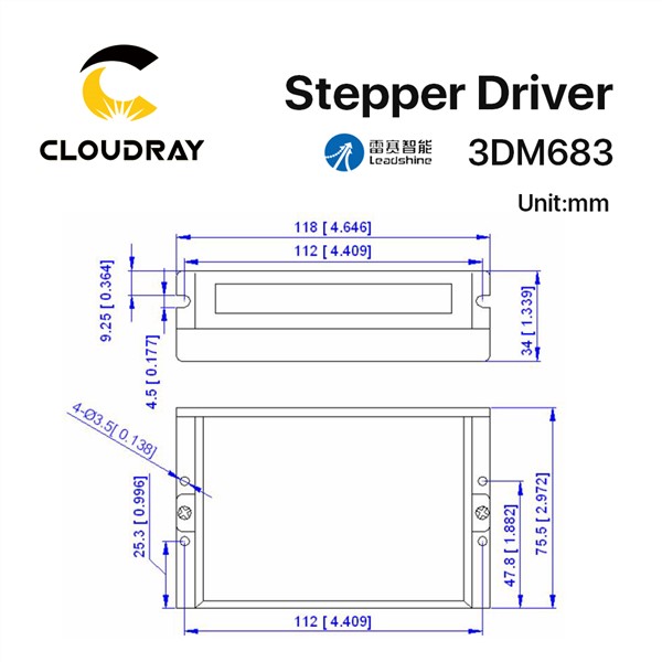 Cloudray Leadshine 3 Phase 3DM683 Stepper Motor Driver 20-60VDC 0.5-8.3A