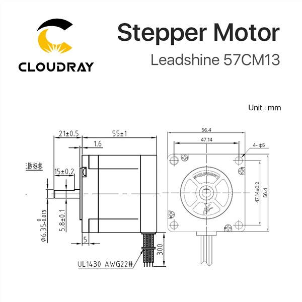 Leadshine 2 Phase Stepper Motor 57CM13 for NEMA23 4A Length 55mm Shaft 6.35mm