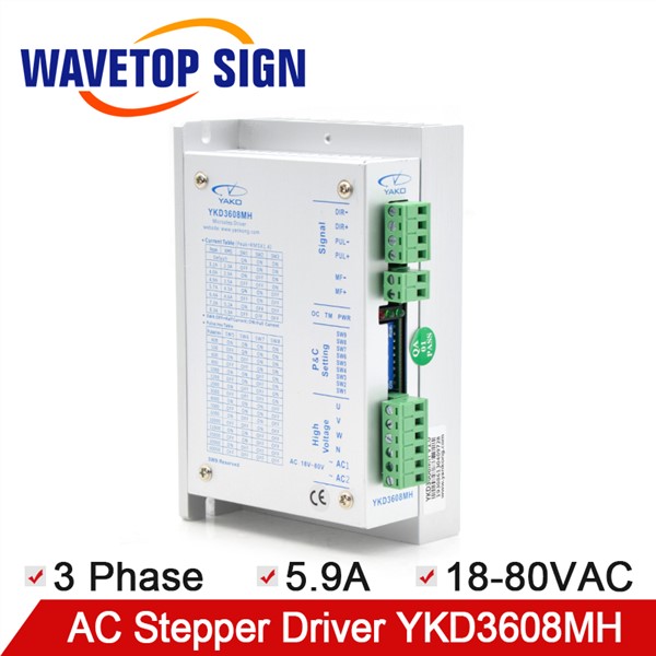 YAKO Stepper Motor Driver YKD3608MH 3Phase Input Voltage AC18-80V Current 5.9A 350HZ Match Motor 57~86mm