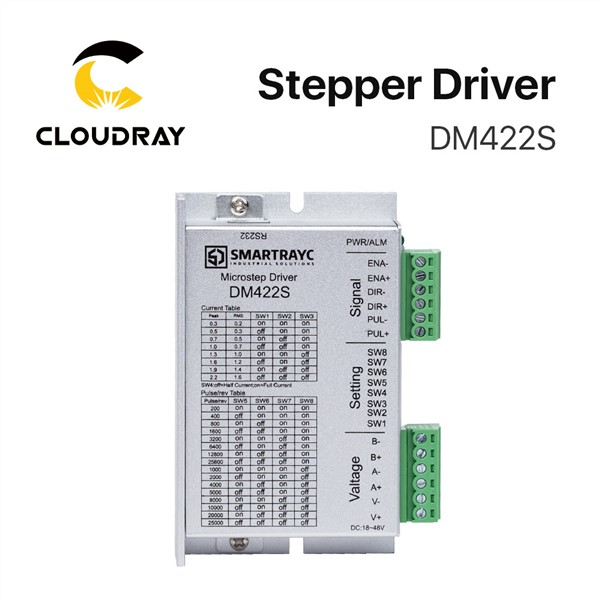 Cloudray 2-Phase Stepper Motor Driver DM422S Supply Voltage 18-48VDC Output 0.3-2.2A Current