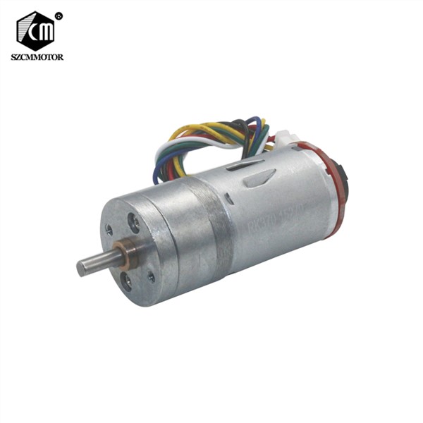 12RPM-1360RPM Large Torque Speed Reduction Gear Motor with Encoder 25mm Diameter Gearbox Encoder Geared Motor