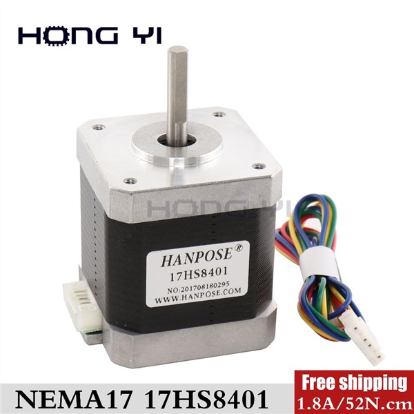 Free Shipping 4-Lead Nema 17 Stepper Motor 48mm/ 78Oz-In / 1.8a Nema 17 Motor 42BYGH 1.7A (17HS8401) Motor for 3D Printer