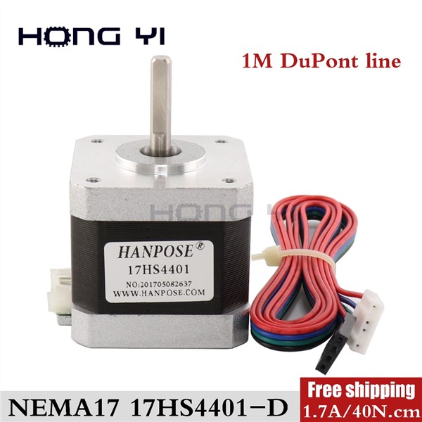 Free Shipping Nema 17 Stepper Motor 42 Motor 4-Lead 17HS4401 NEMA17 42BYGH 1.7A 40MM with DuPont Line for 3D Printer & CNC