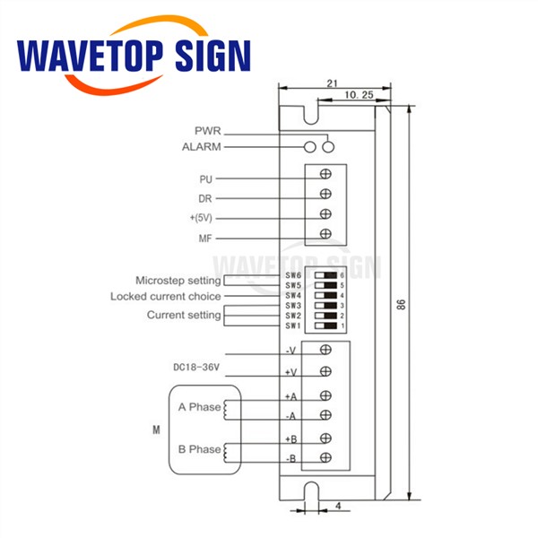 WaveTopSig YKD2204M 2Phase Stepper Motor Driver DC18-36V 100KHz for CNC Router Engraving Machine