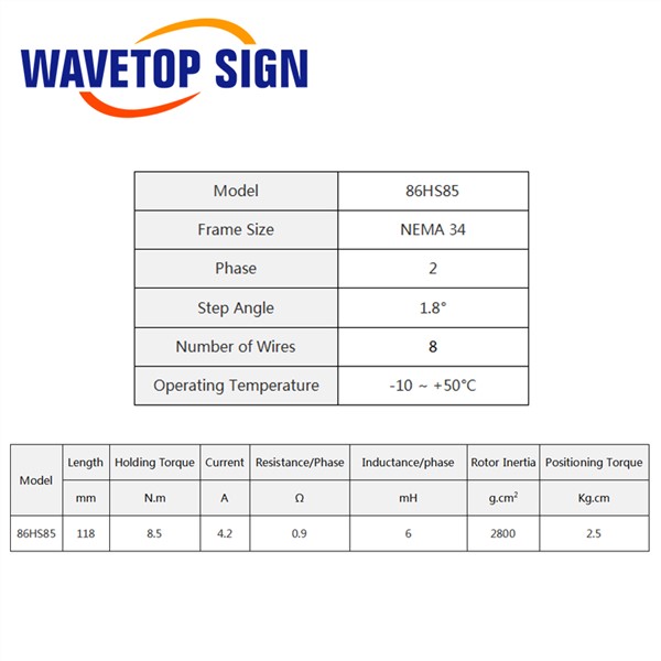 Leadshine Nema34 Stepper Motor 86HS85 8.5N. M 2Phase Step Motor Laser Engraving Machine CNC Router