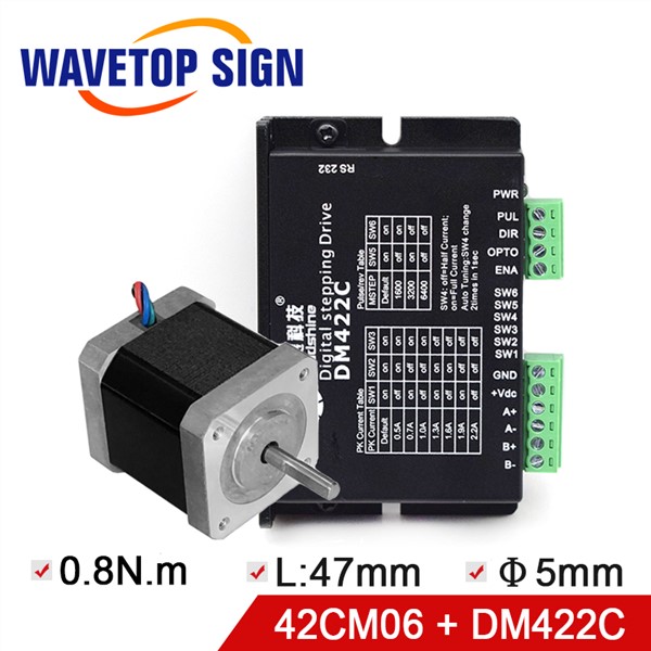 Leadshine 2 Phase Stepper Motor Driver DM422C + Stepper Motor 42CM06 0.6N. m