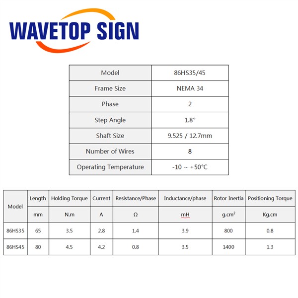 Leadshine Nema34 2Phase Stepper Motor 86HS35 86HS45 for Laser Engraving Machine