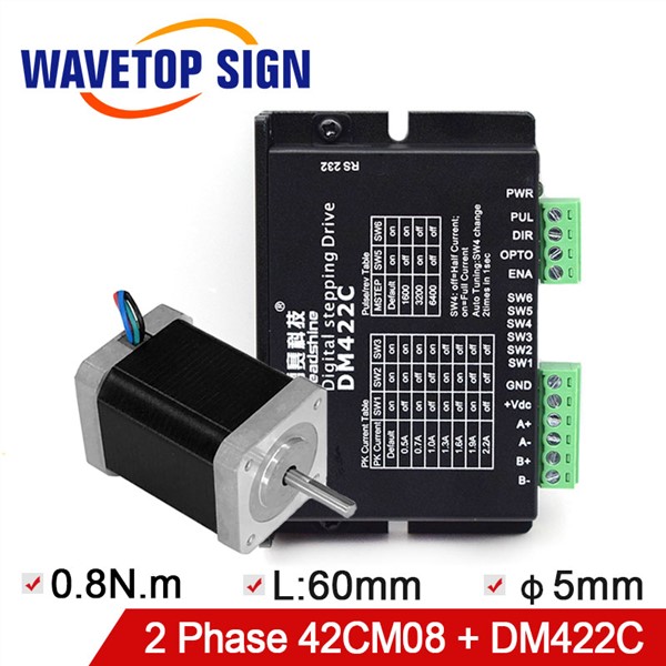 Leadshine 2 Phase Stepper Driver DM422C & 2Phase Stepper Motor 42CM08 1PCS 0.8N. m