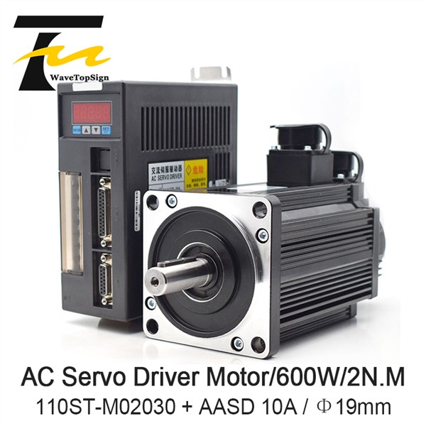 WaveTopSign 600W AC Servo Motor Kits 2N. M 30000RPM 110ST-M02030 AC Motor Matched Servo Motor Driver AASD 10A Complete Motor