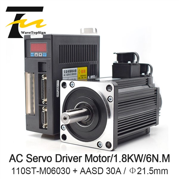 WaveTopSign 1.8KW AC Servo Motor Driver 6N. M 30000RPM 110ST-M06030 AC Motor Matched Servo Motor Driver Complete Motor Kits