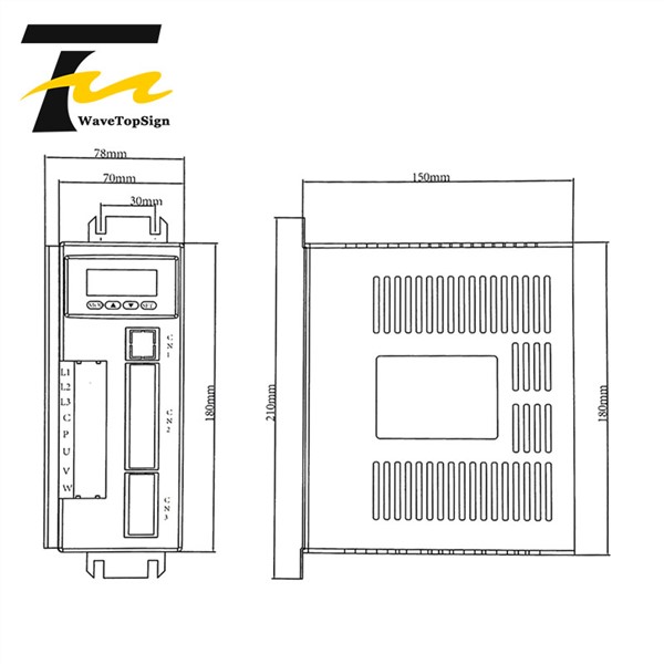 WaveTopSign Servo Motor Driver 750W AC Servo Motor 80ST-M02430+AC Servo Motor Driver 220V AASD 20A for CNC Engraver & Cutting