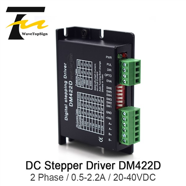 Wavetopsign 2Phase Stepper Motor Driver DM422D Input Voltage DC 20-40V Current 0.5-2.2A Match with the Motor 42