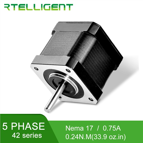 Rtelligent 0.72 Degree 5Phase Nema 17 Stepper Motor 0.24N. M 42C03 5-Lead Step Motor 0.75A for CNC Kit Engraving Milling Machine