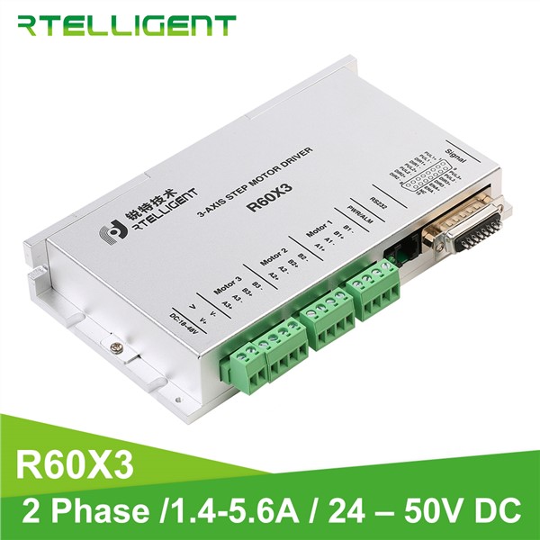 Rtelligent Nema 23 24 Stepper Motor Driver R60X3 Independently Drives Three 2-Phase Motor with below 60mm Stepper Motor