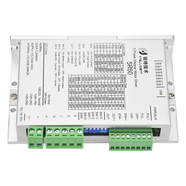 Rtelligent Nema 23 5 Phase 0.72 Degree Stepper Motor Driver AC/DC Motor Driver Controller for Nema17 23 Stepper Motor