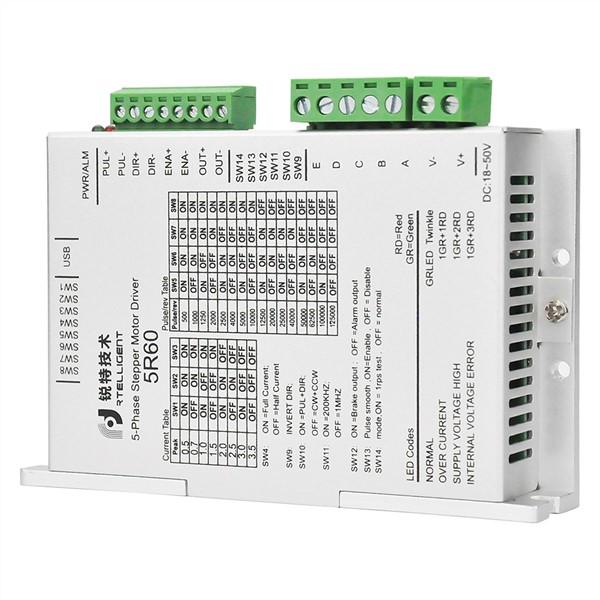 Rtelligent Nema 23 5 Phase 0.72 Degree Stepper Motor Driver AC/DC Motor Driver Controller for Nema17 23 Stepper Motor