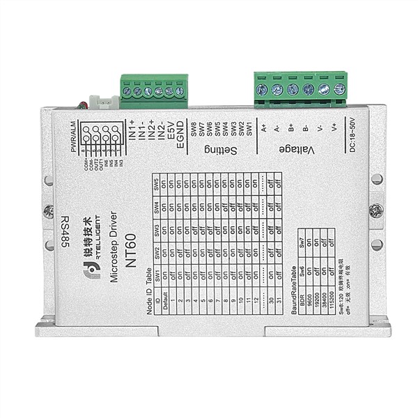 Rtelligent 2 3 Phase Nema 23 24 NT60 RS485 Stepper Motor Driver Via RS485 Network Modbus for Open Loop & Closed Loop Motor