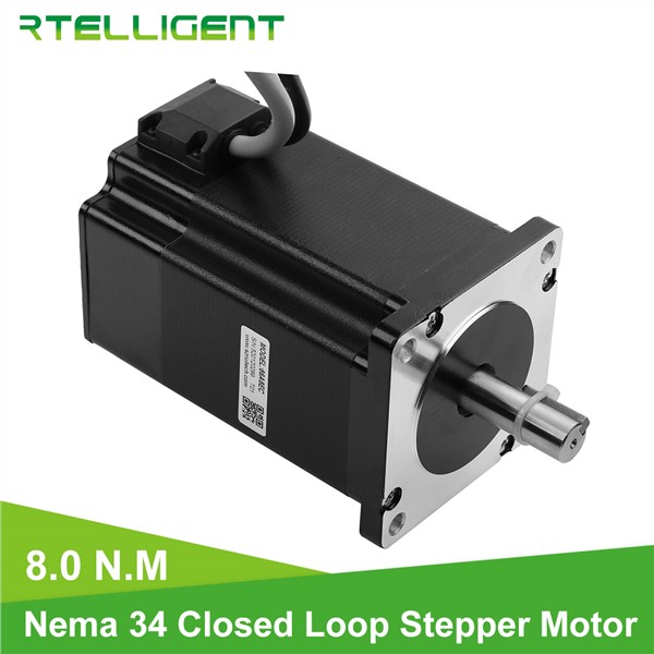 Rtelligent High Torque Nema 34 86A8EC 8.0N. M Hybird CNC Closed Loop Stepper Motor Easy Servo Motor Step-Servo with Encoder