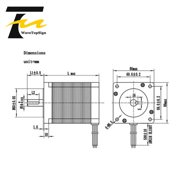 NEMA34 86HS 2 Phase 1.8° Hybrid Stepper Motor Step Angle 1.8 Shaft Diameter 14mm