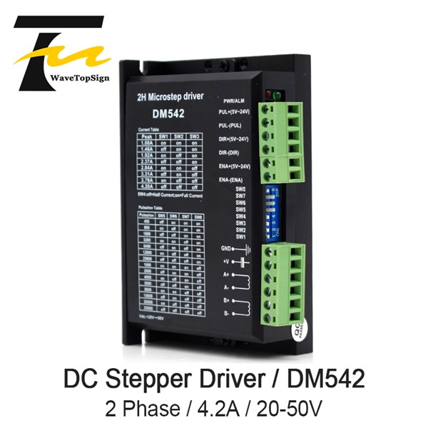 WaveTopSign Stepper Motor Driver DM542 Voltage 20-50VDC Current 1.0-4.2A for 57 86 Series 2-Phase Digital Stepper Motor