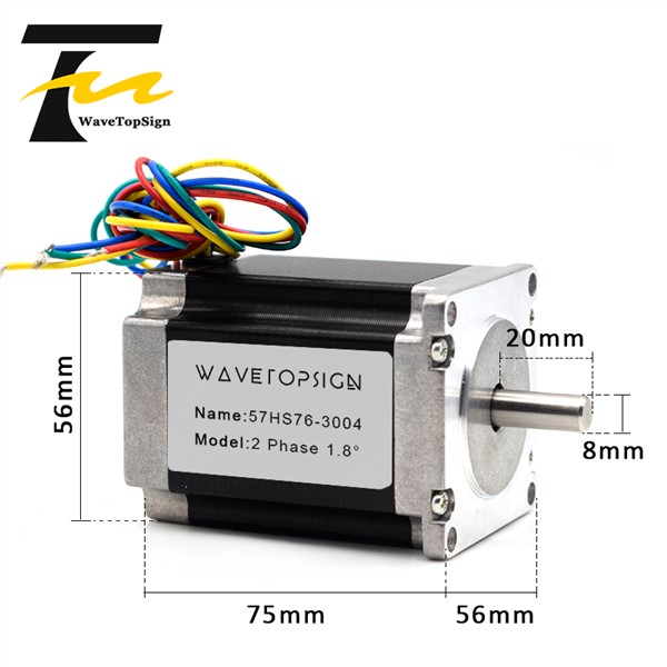 Nema23 Stepper Motor 57HS76-3004 1.9N. M 3A 4 Lead 56x75mm 270Oz-in for 3D Printer