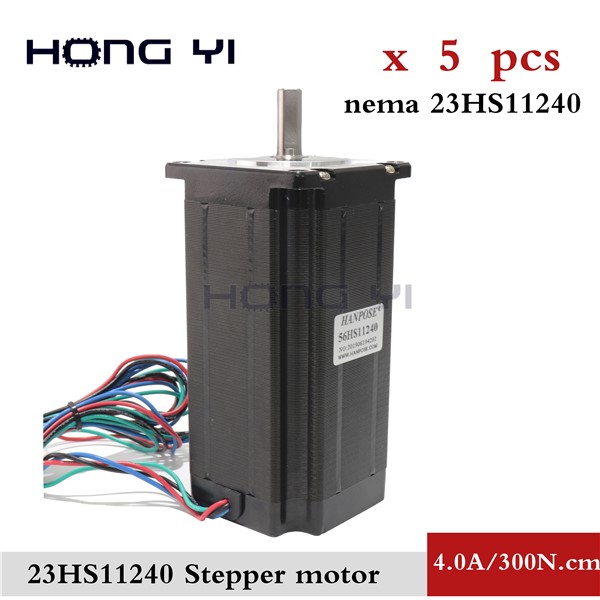 5pcs 23HS11240 4-Lead 57 Motor NEMA23 4.0A CE ROSH ISO Nema 23 Stepper Motor for 3D Printer Robot Foam Plastic Metal