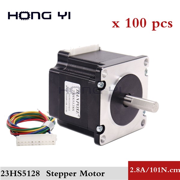 100pcs 4-Lead Nema23 57 Stepper Motor 2.8A 51mm 2 Phase 1.01N. M 6.35 Or 8mm Single Shaft for CNC XYZ