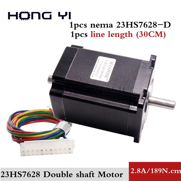 23HS7628S Double Shaft Stepper Motor Dual Shaft D=8mm 2.8A 1.89N. M Nema 23 Stepping Motor for CNC