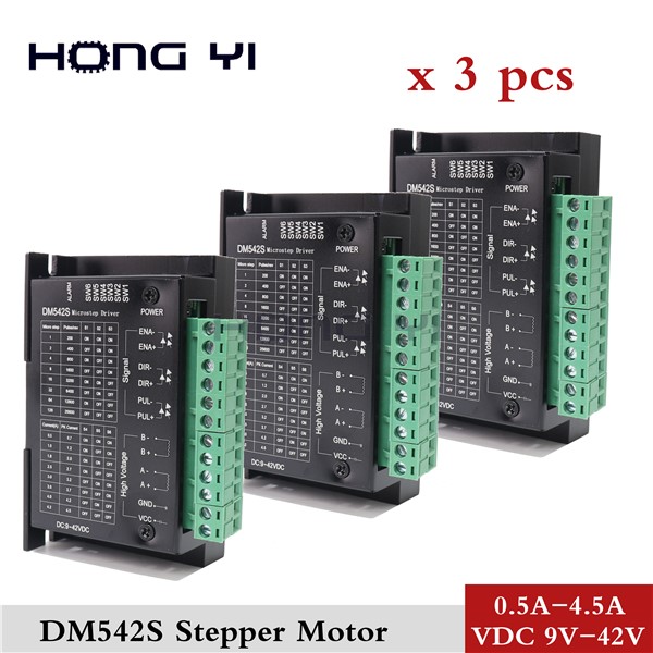 3Pcs Dm542S for Nema 23 Motor, M542/2M542 Stepper Driver Microstep Stepper Motor Drivers 18-48 VDC Max. 4.5A 57 86 Series