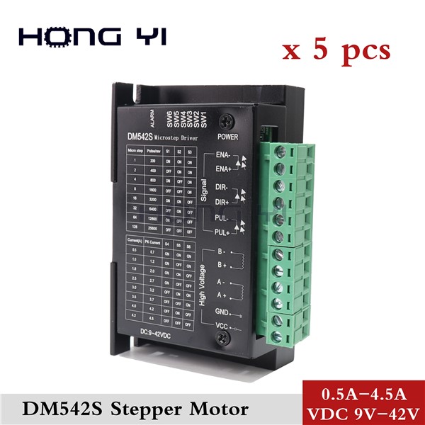5Pcs Cloudray 2-Phase Stepper Motor Driver DM542S Supply Voltage 18-50VDC Output 1.0-5.0A Current