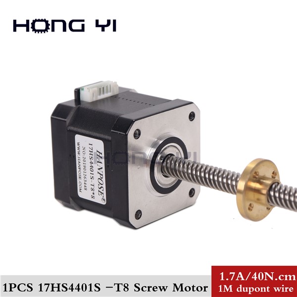 Free Shipping 17HS4401S-T8 L310MM with Copper Nut Screw Lead 2/4/8mm Stepper Motor for 3D Printer Motor 40mm Nema17 Screw