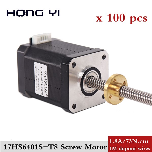 100PCS 4-Lead Nema 17 60mm Stepper Motor 42 17HS6401s 310mm T8 Screw Rod Linear Z-Motor with Trapezoidal Lead Srew for 3D Printe