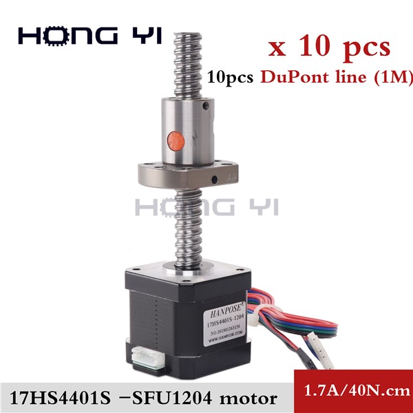 10PCS Nema 17 Stepper Motor 3D Printer Motor Ballscrew Sfu1204 42BYGH 40mm 1.7A for CNC Engraving Machine