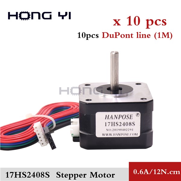 10PCS Nema17 Motor 17HS2408S 4-Lead Nema 17 Stepper Motor 42 Motor 42BYGH 0.6A for 3D Printer CNC