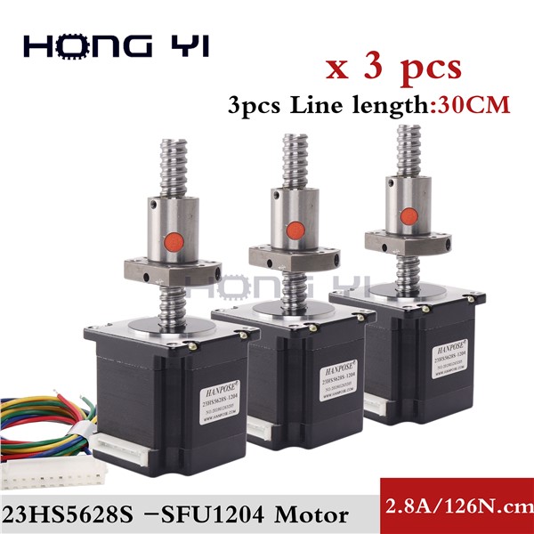 3PCS Stepper Motor 2 Phase 56mm 126N. Cm NEMA 23 with Sfu1204 SFU1210 SFU1605 SFU1610 Ball Screw for CNC 3D Printer